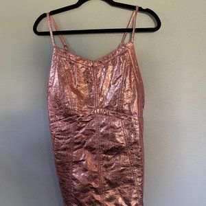 metallic pink mini dress